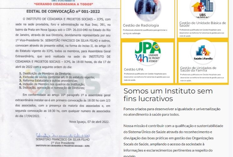 PUBLICAÇÃO DE EDITAL DE CONVOCAÇÃO PARA ASSEMBLEIA GERAL DO – ICPS