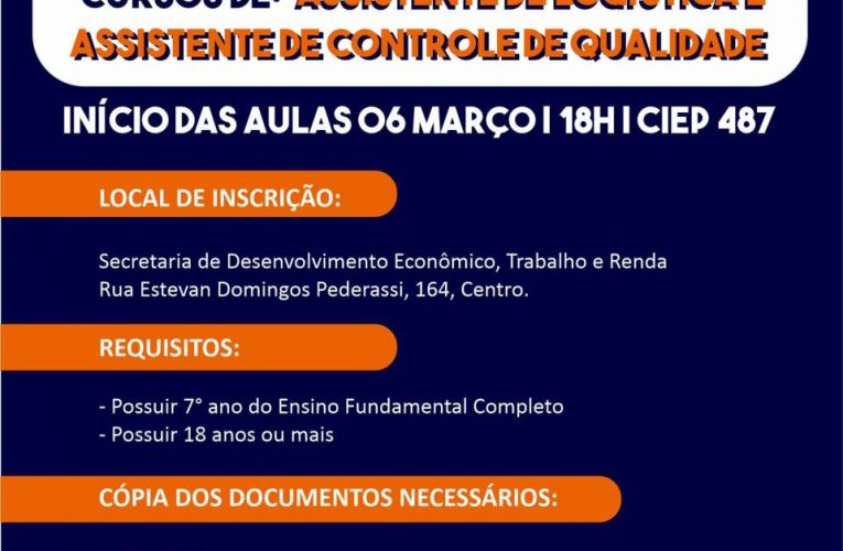 Prefeitura de Porto Real abre inscrições abertas para cursos gratuitos